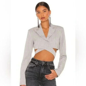 August Wrap Blazer in Light Grey Lovers and Friends